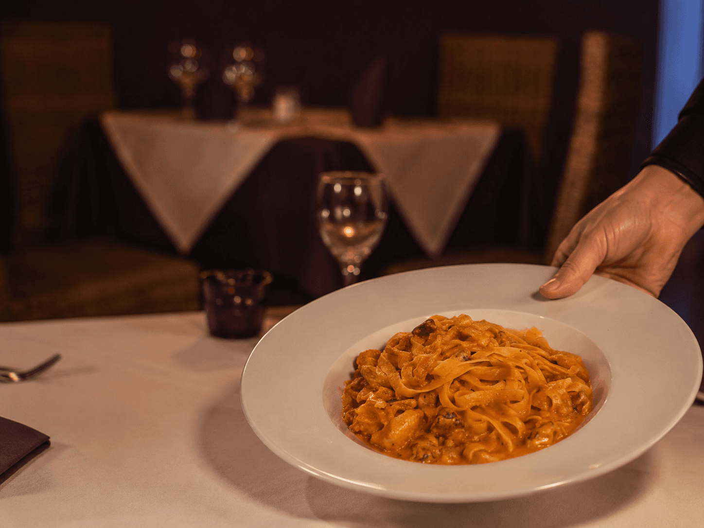 Pasta being served at Sorrento di Italia